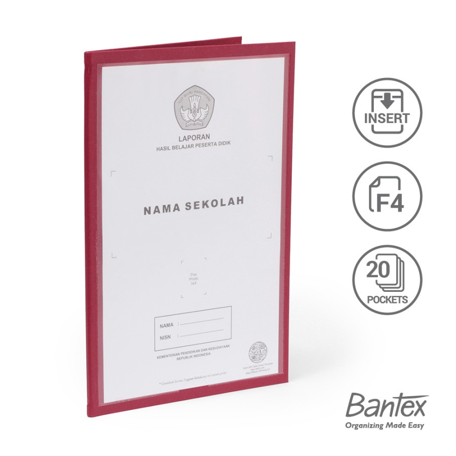 

MAP IJAZAH RAPORT | BANTEX MAP RAPORT FOLIO 20 POCKET 1022-14 MAROON MURAH