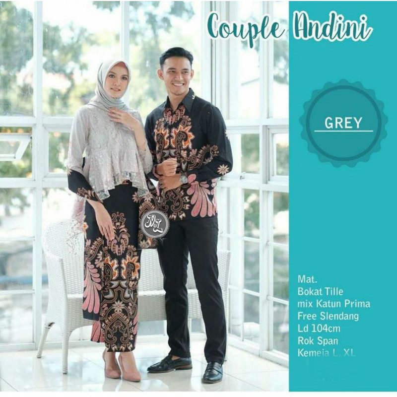 Set Kebaya Couple Tunangan Lamaran Wisuda Ukuran M, L, XL, XXL