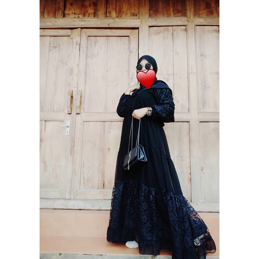 Abaya Brokat Manten Mewah Maxi Dress Muslim Wanita Terbaru