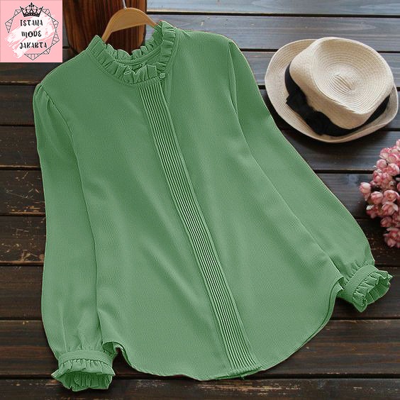ISTANA MODE JAKARTA Lilac baju atasan wanita terbaru blouse korean style blouse wanita lengan panjang-5