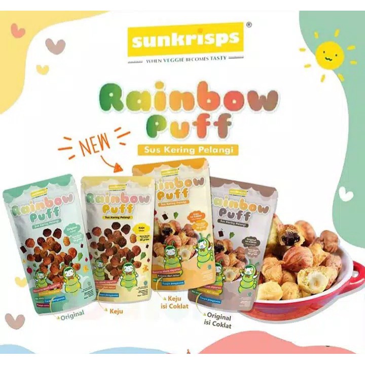 Sunkrisps Rainbow Puff -Baby Soes Organik -Biskuit Snack Cemilan MPASI Anak Balita