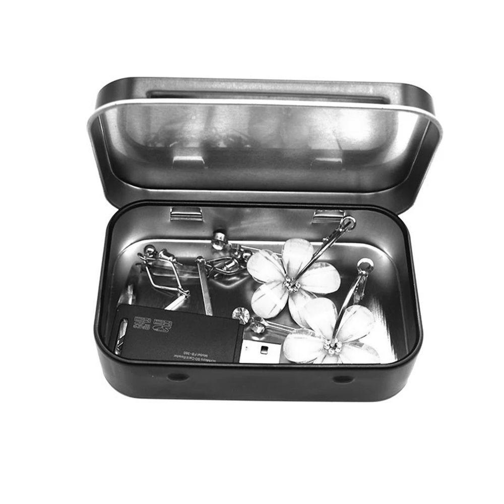 Lanfy Kotak Penyimpanan Hitam U Disk Tin Survival Kit Coin Organizer Black Candy Box