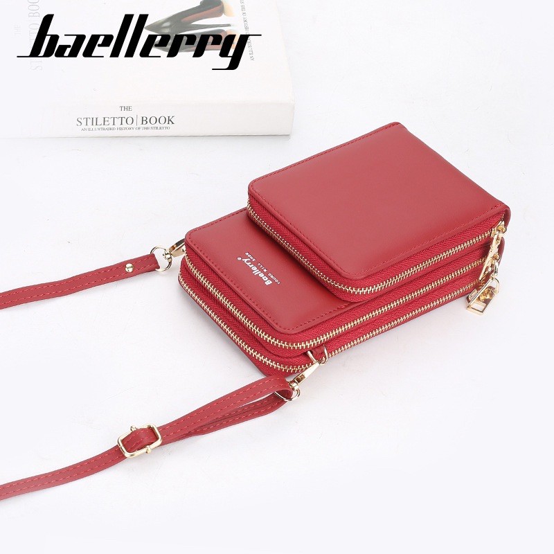 Tas Selempang Kulit Wanita Dompet Hp Cewek Multifungsi 3 zipper Baellerry N5522