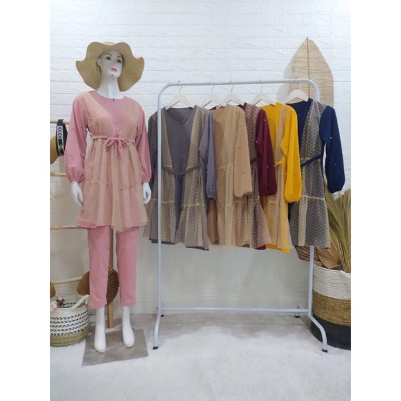 MARVI SET TILE DOT // KARIN SET TILE // setelan sabyan tile dot // pearly set // kandia set organza