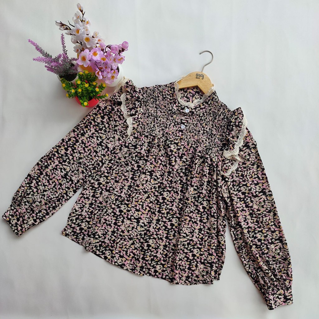 ARSY STORES | Blouse Wanita Korea Jumbo Balon Hitam Putih Korea - Nadian Blouse Korean Style-BLACK3