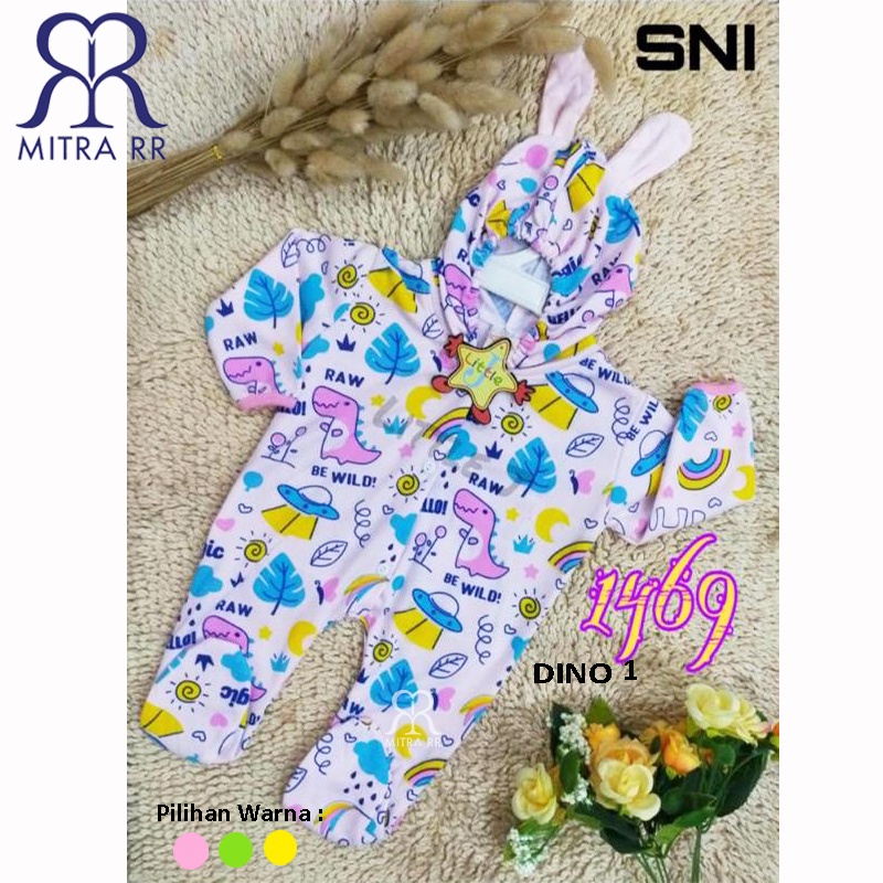 Jumpsuit Bayi Bunny Set Setelan / Jumper Lucu / Romper Hoodie Kelinci 0 - 6 bulan