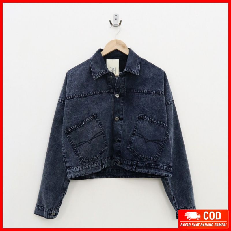 JAKET JEANS CROP GIRLS REPUBLIC I JAKET CROP REVA LIGHT I JAKET DENIM WANITA PREMIUM LD110