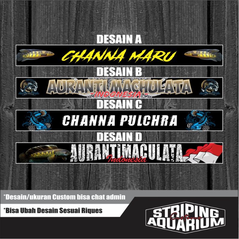 Stiker list Aquarium #2 | bisa riques nama/gambar/logo | ukuran 10cm-100cm