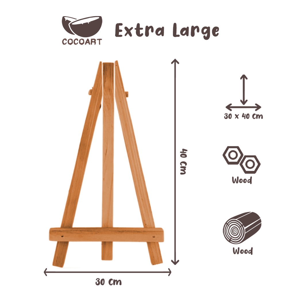 

Wooden Easel I Penyangga Kanvas Lukis I Tripod Kanvas 40x30 cm