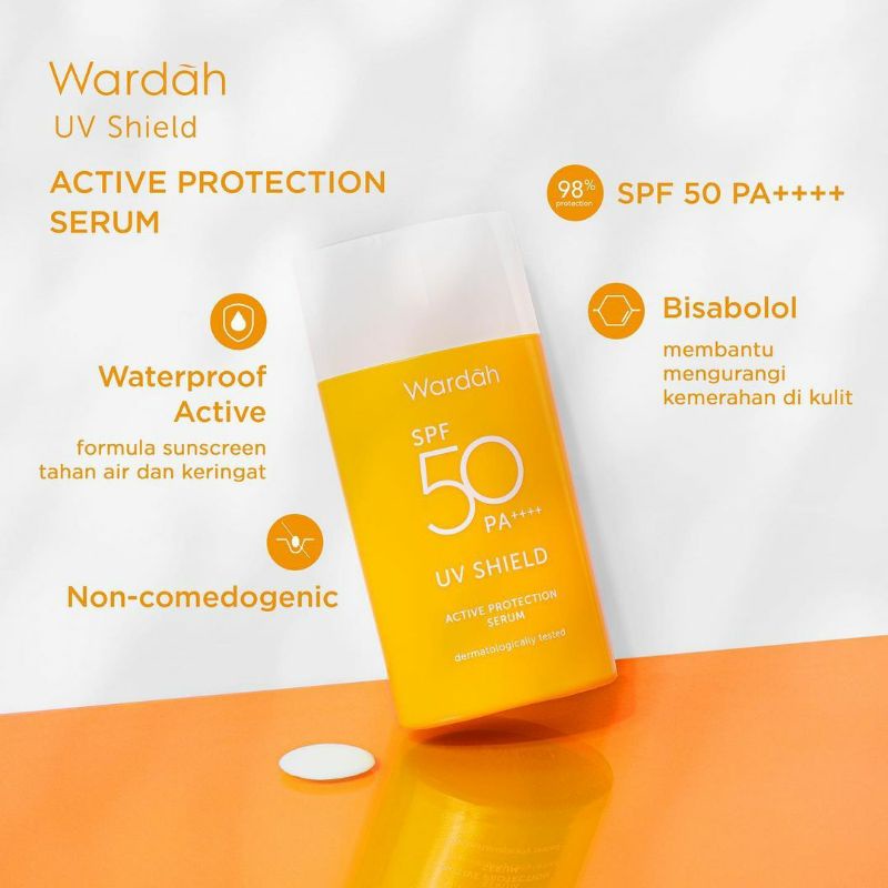 WARDAH UV SHIELD ESSENTIAL SUNSCREEN GEL SPF 30 SPF 50 ACTIVE PROTECTION SERUM/SUNSCREEN STICK / WARDAH SUNCARE / WARDAH SUNSCREEN