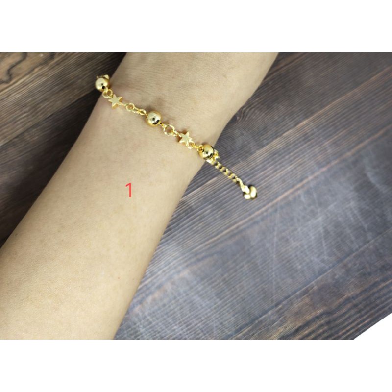 Fifi Fashion Gelang Tangan bola Kombinasi Bunyi Lapis Emas Perhiasan Imitasi Gold 18K 28#