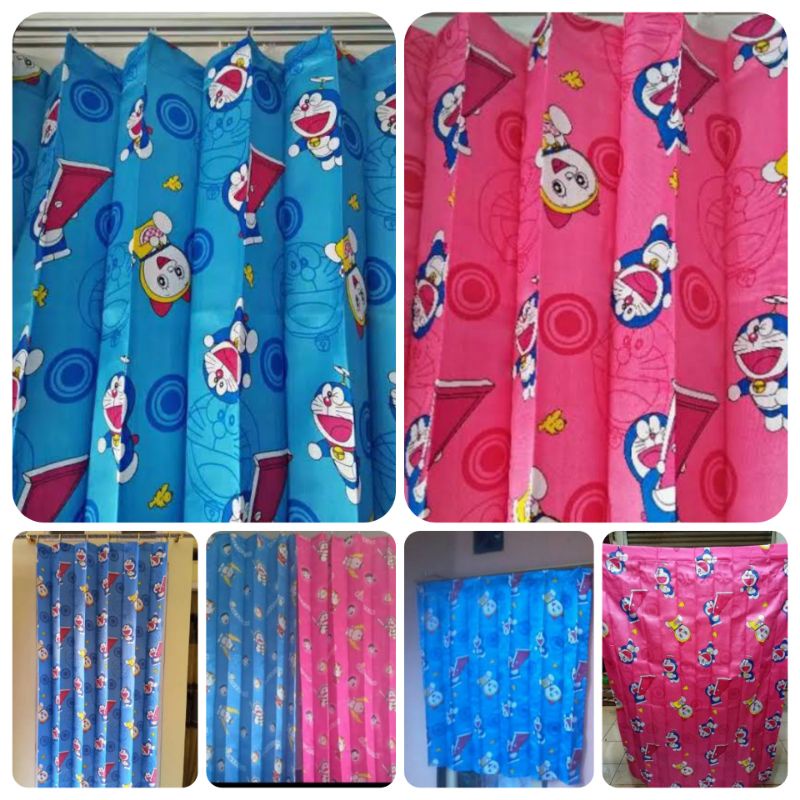 Gorden Jendela Model Plisket Motif Doraemon/ Gorden pintu kamar Gorden karakter anak