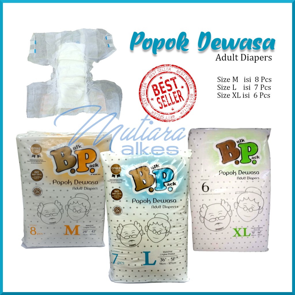 DIAPERS MERK BP / POPOK DEWASA MODEL PEREKAT / LAMPIN  - SIZE M L XL