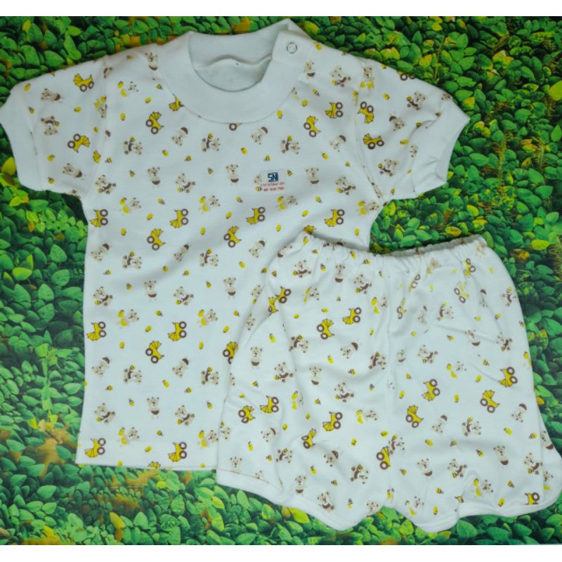 Stelan Pendek Bayi / Stelan Baju Kancing Samping UK no.14-18