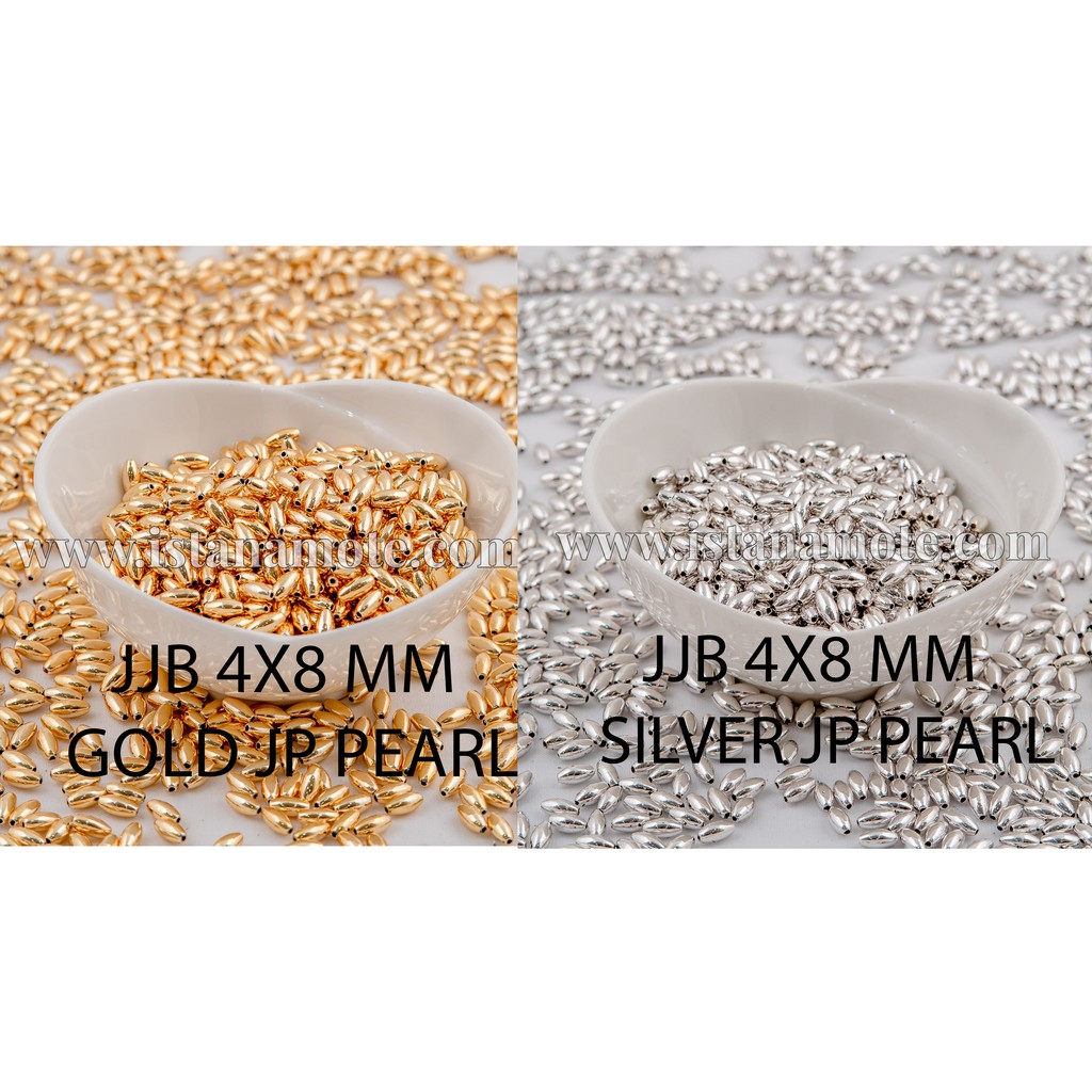 Mutiara jepang MGB 50 gram jujube padi 4x8 gold / silver / white / kiska