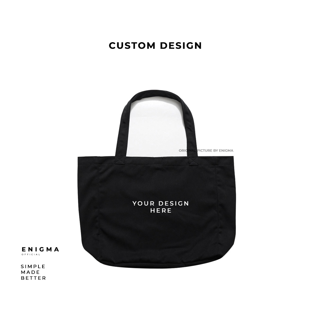 CUSTOM TOTEBAG LANDSCAPE HITAM CUSTOM TOTE BAG KANVAS PREMIUM HITAM