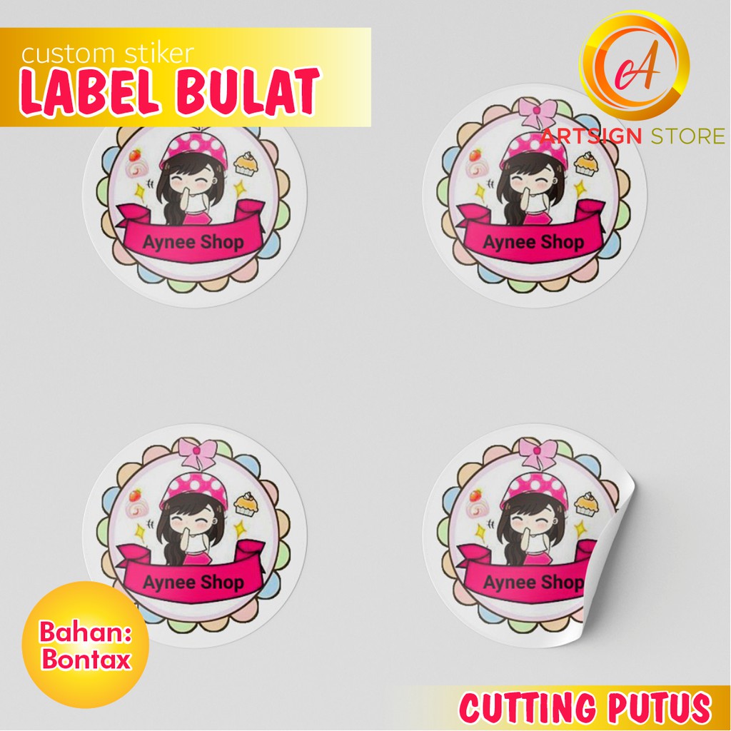 Cetak Custom Stiker / Custom Stiker Label Produk / Cutting Label Bulat / Label Makanan  Label Olshop