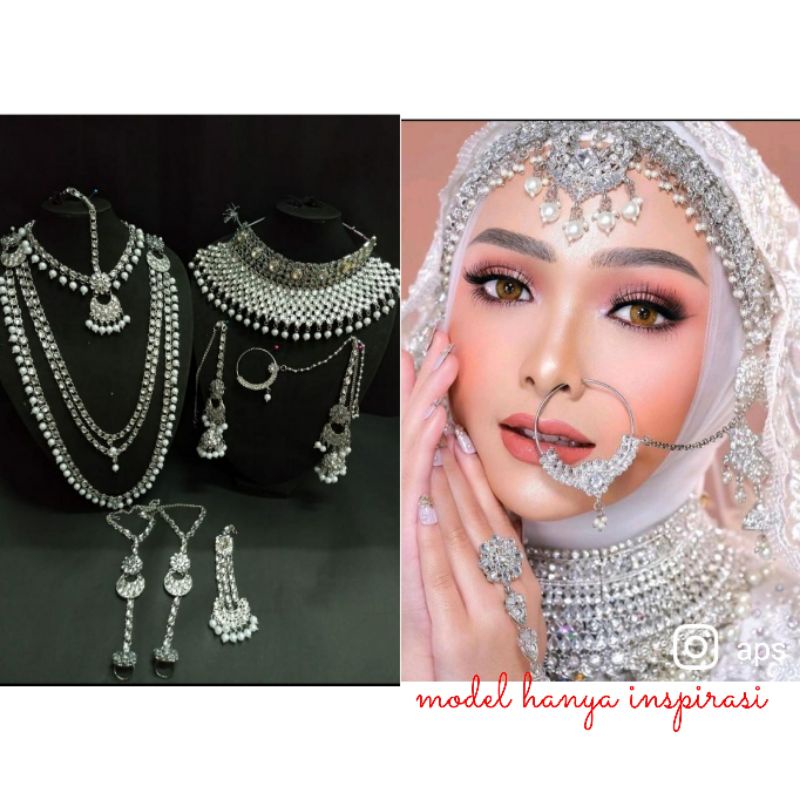kalung set india bridal silver / bridal set silver / kalung india jodha silver 003