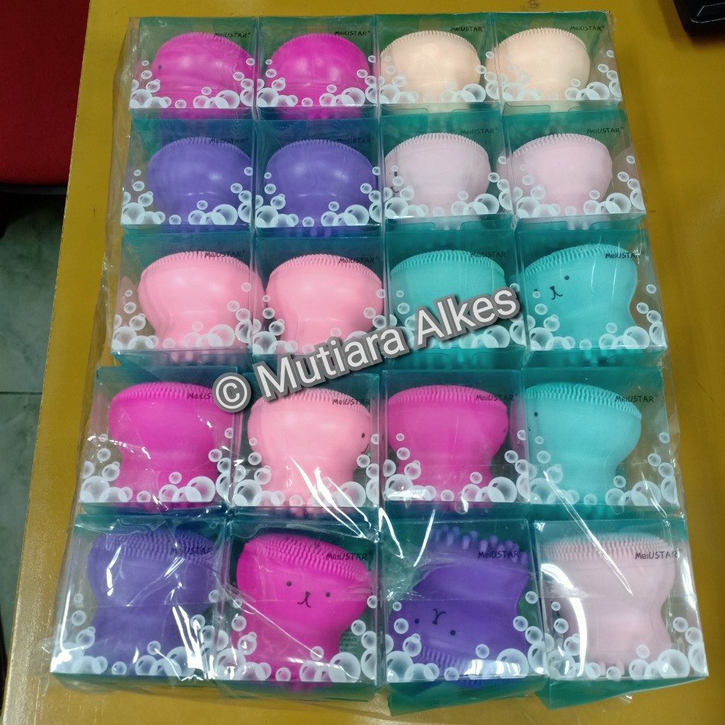 Sikat Pembersih Wajah Gurita / Pembersih Muka Silikon Make Up / Packing