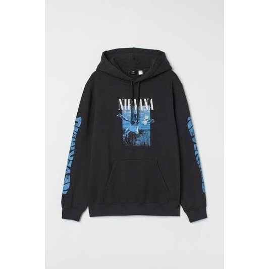 HOODIE HNM NIRVANA NEVERMIND JAKET H&M NIRVANA BLUE ORIGINAL