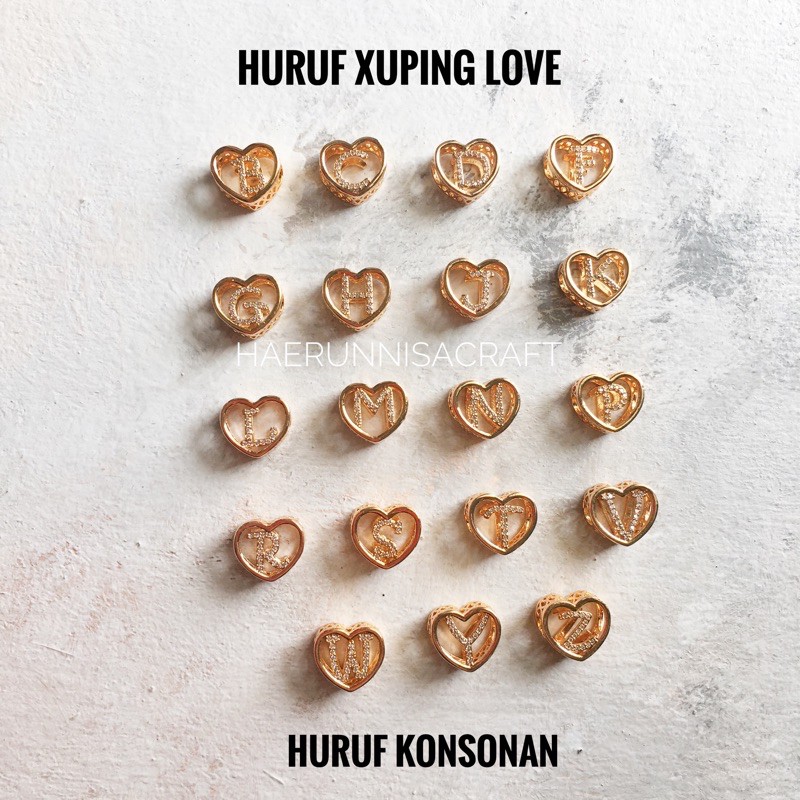 Huruf love xuping (konsonan) untuk charm gelang