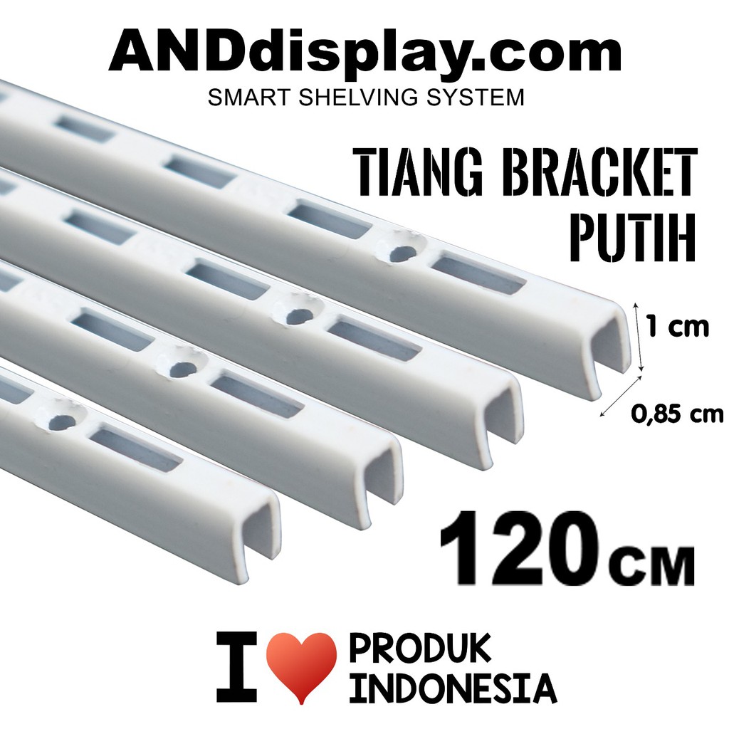 TIANG BRACKET 120 CM REL BRAKET PUTIH 120CM RAK DINDING 1,2 M 1.2 AMBALAN KACA KAYU ANDDISPLAY