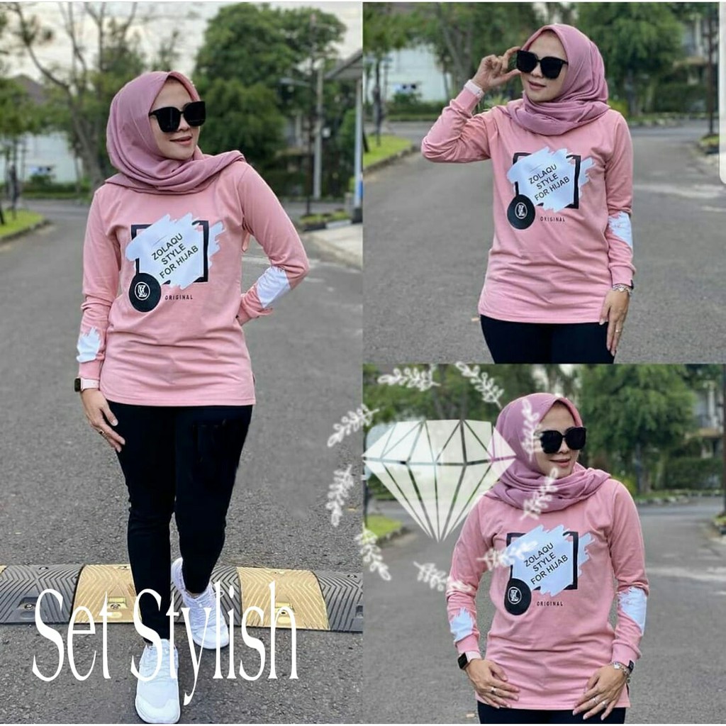 SET STYLISH ZLQ SIZE XL mF / SETELAN WANITA HIJAB / PAKAIAN WANITA MUSLIM