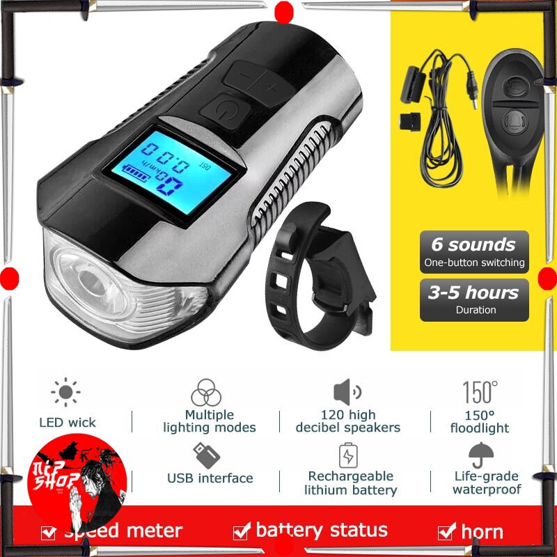Lampu Klakson Sepeda LCD Screen Waterproof dan Speedometer