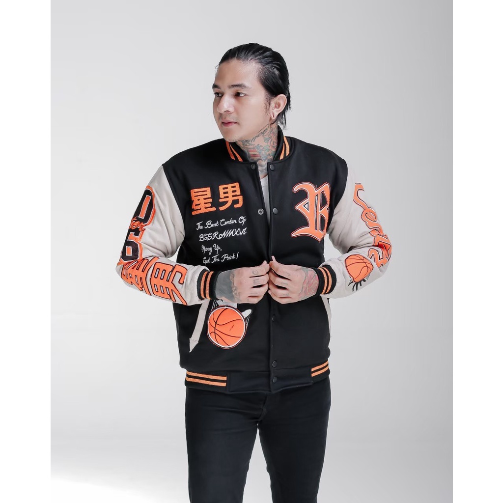 Jaket Varsity CENTER X-07 Jaket Baseball BGSR Original Unisex Cewek Cowok Versity Baseball Pria