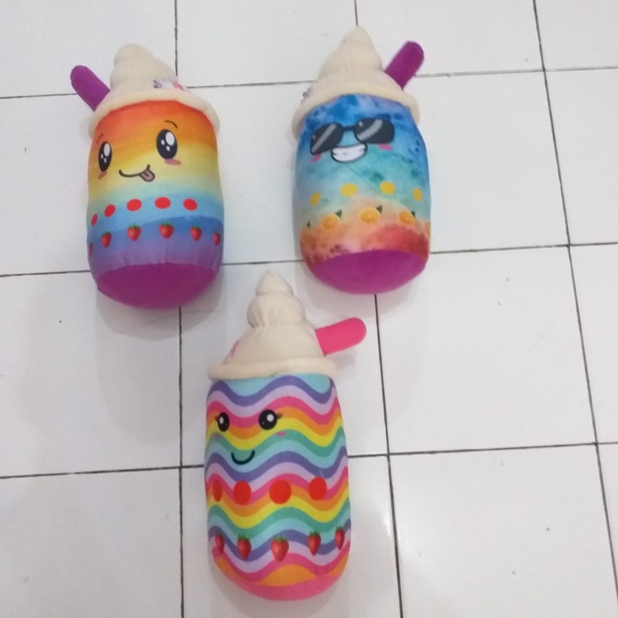 Boneka Boba Pelangi Rainbow ICE CREAM Tinggi 35cm / Bantal Minuman