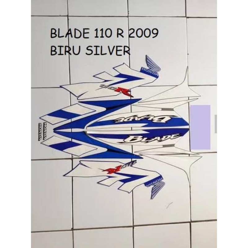 Striping Stiker Motor Honda Blade 110 R 2009 Biru Silver