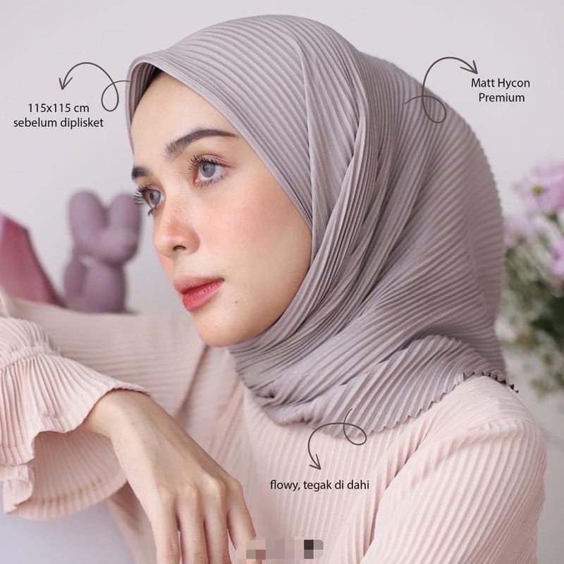 (KJI) HIJAB SEGI EMPAT CHANY PLISKET SQUARE POLYCOTTON