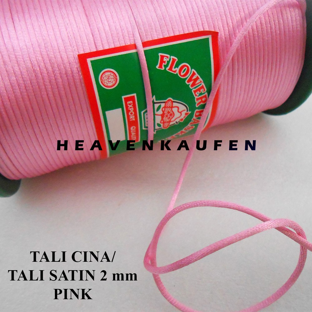 Tali Cina / Tali Satin Cina Warna Pink 2 mm Murah Meteran