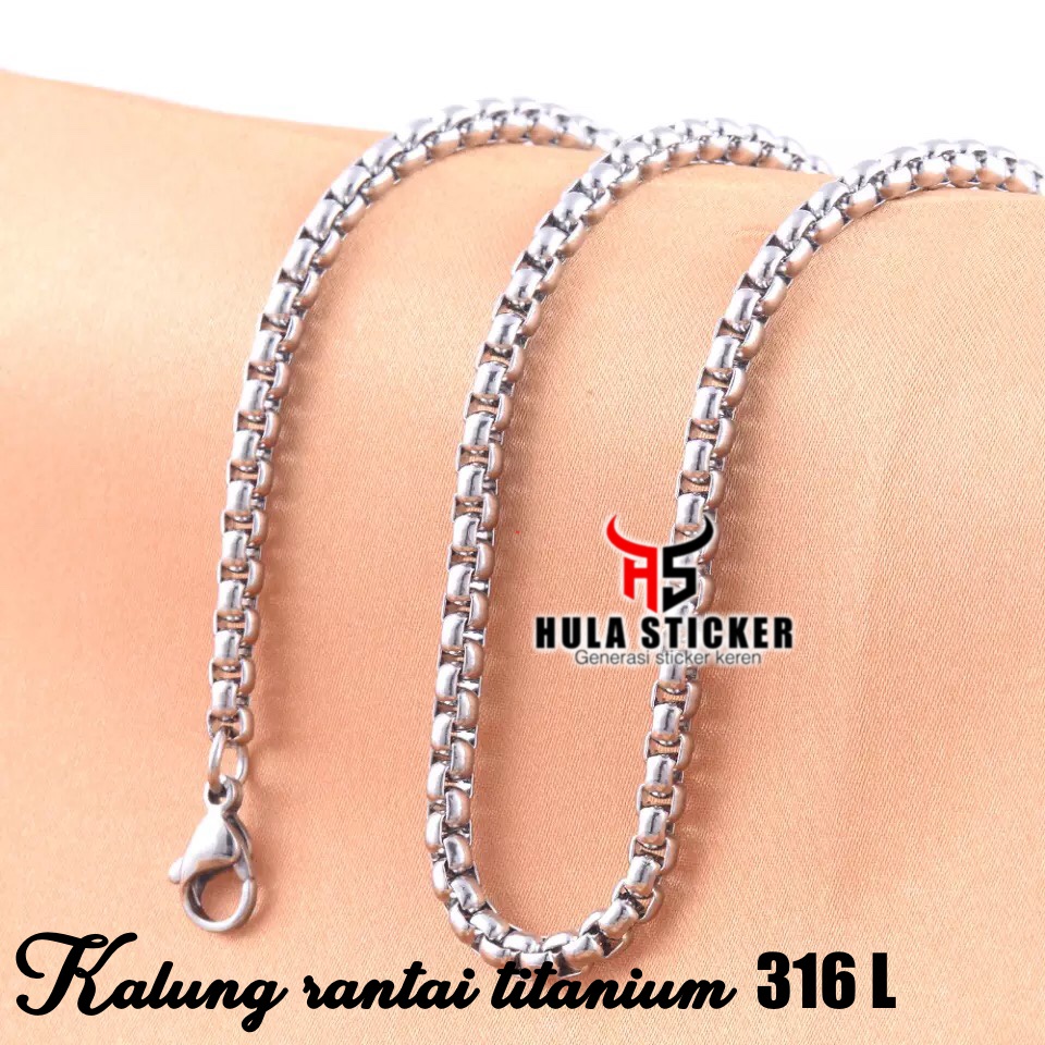 Rantai Kalung Titanium Stainless Premium 316L Pria Wanita Anti Karat ROLO SILVER Rantai Pendant
