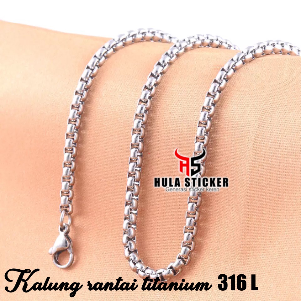 Rantai Kalung MCI Titanium Stainless Premium 316L Pria Wanita Anti Karat ROLO SILVER