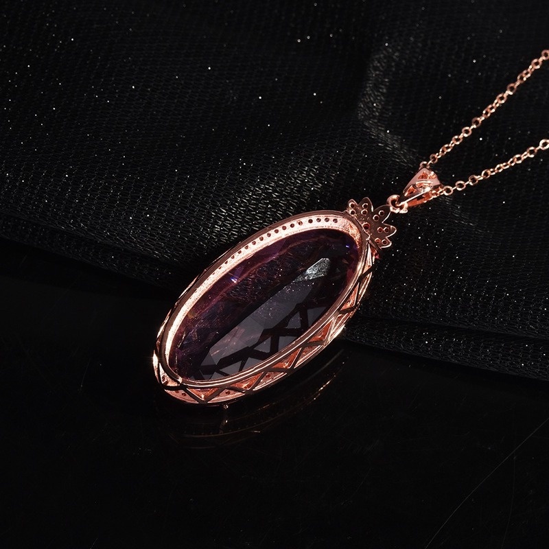 Kalung Rantai Liontin Sapphire Mewah Untuk Wanita