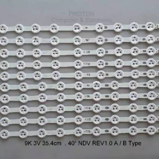 Lampu led backlight tv 3v 9kancing cembung