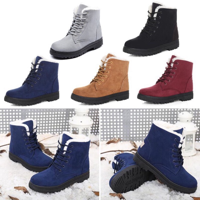Sepatu Boots Vintage Murah - Winter Shoes For Woman - Sneakers Boot Bulu Wanita - Ankle Boots Lucu