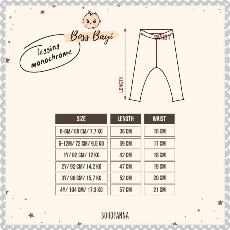 BOHOPANNA - Legging Bayi Anak / Celana Legging Buka Kaki