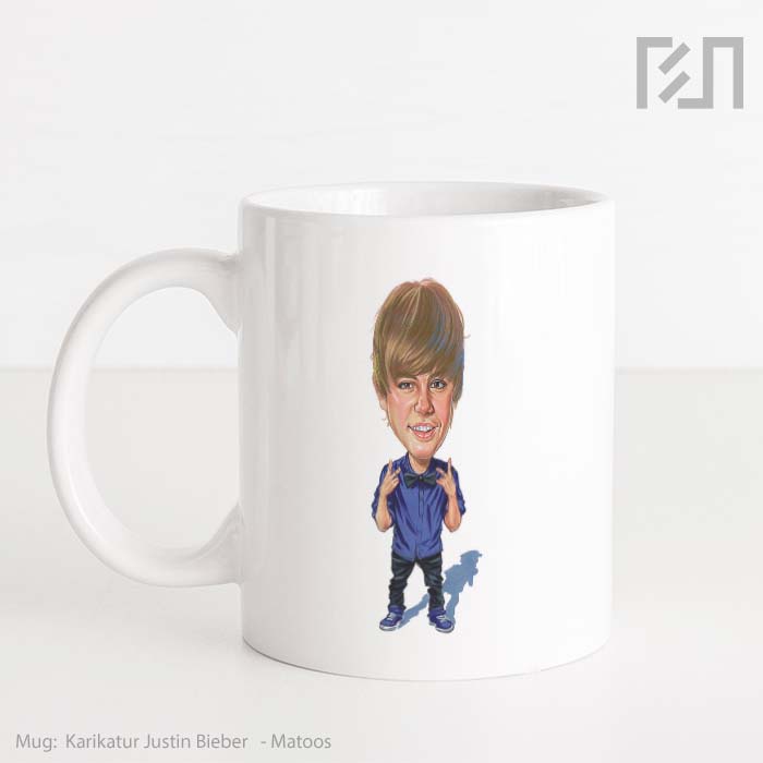 Gelas Keramik Caricature Justin Bieber Mug