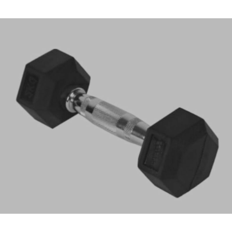 BERWYN DUMBBELL 2 &amp; 5KG HITAM/ACE BARBEL KARET HEXAGONAL 2&amp;5 KG/ACE HEX RUBBER  DUMBBELL 5KG BLACK