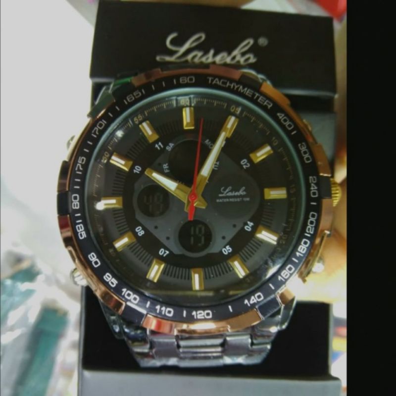 Jam tangan Lasebo rantai 863 dual time bisa dipake nyelam