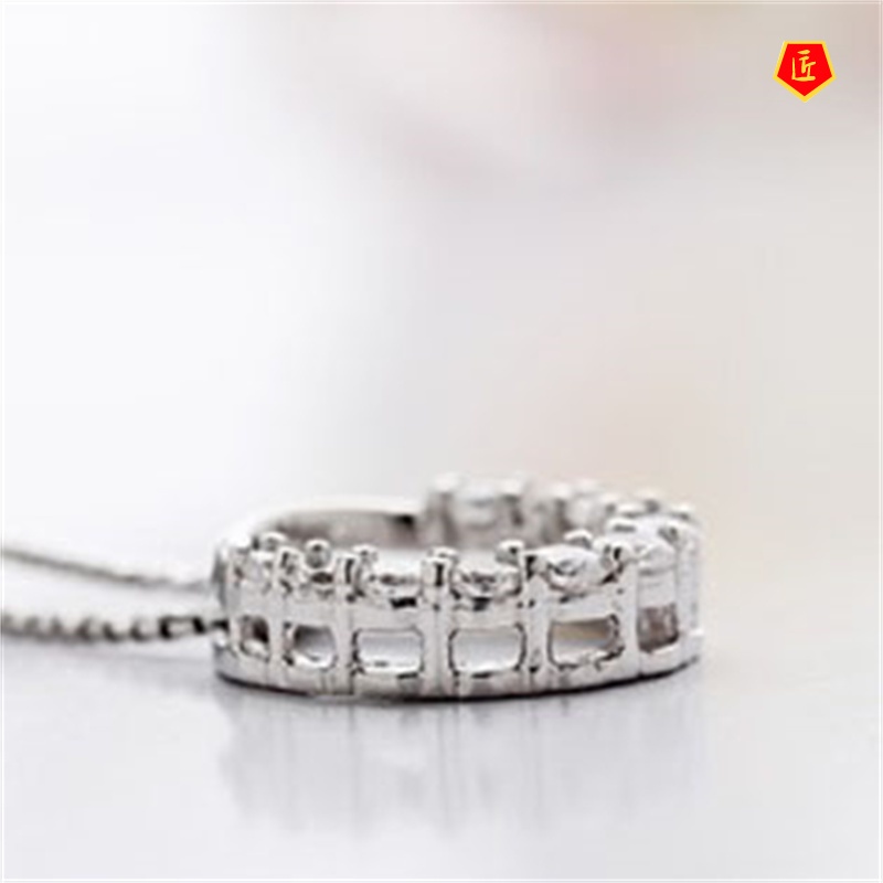 [Ready Stock]Diamond Circle Silver Necklace Female Affordable Luxury Fashion Temperament