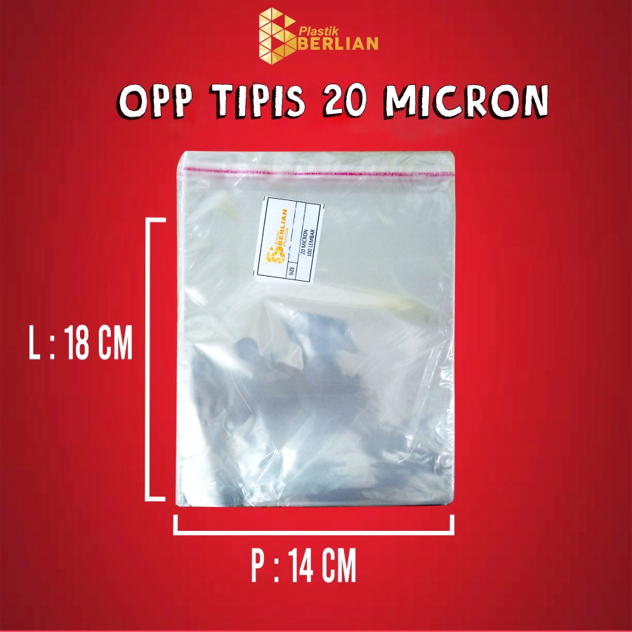 

14 x 18 cm Plastik OPP TIPIS (100 lbr) (lem/seal)