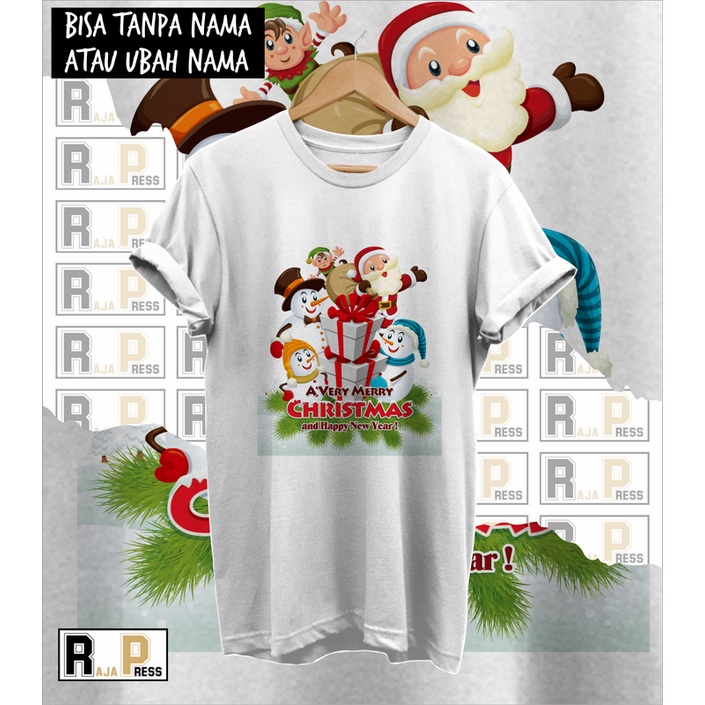 KAOS NATAL BAJU NATAL HADIAH PRESENT MERRY CHRISTMAS KATUN COMBED 30S