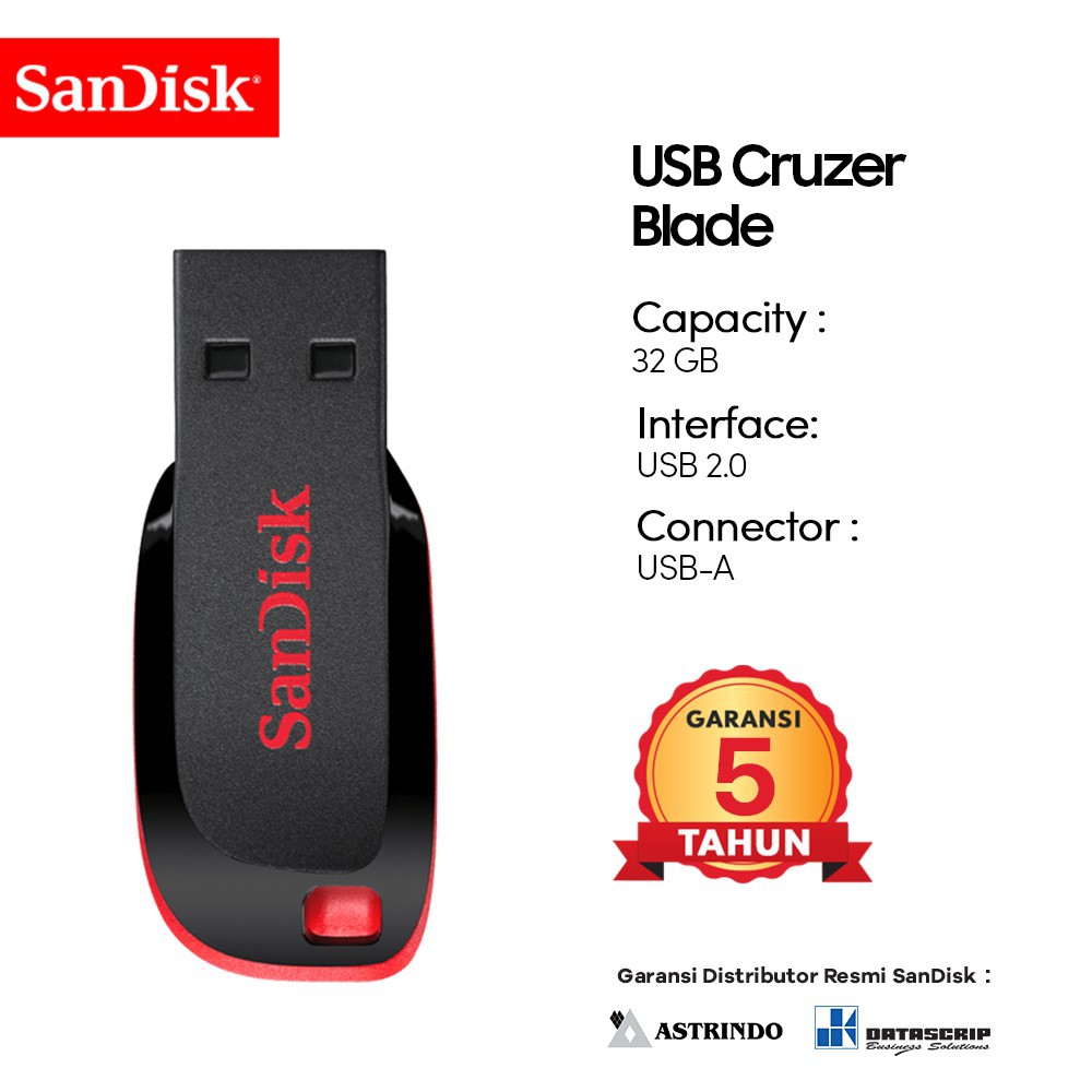 [DGB] FLASHDISK SANDISK CRUZER BLADE CZ50 FLASH DISK RESMI 16 32 64 128 GB 120MB/s