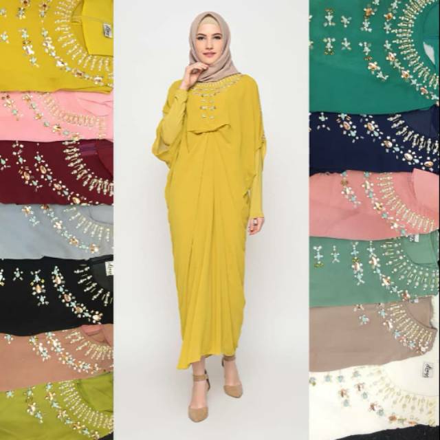 Kaftan lingga / gamis kaftan / kaftan ceruty / kaftan terbaru / kaftan putih / kaftan mewah
