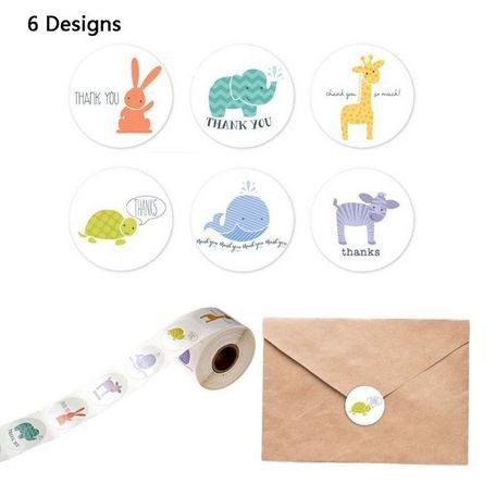 Paper Tags - 1&quot; Animal Round THANK YOU Sticker (10 pcs)