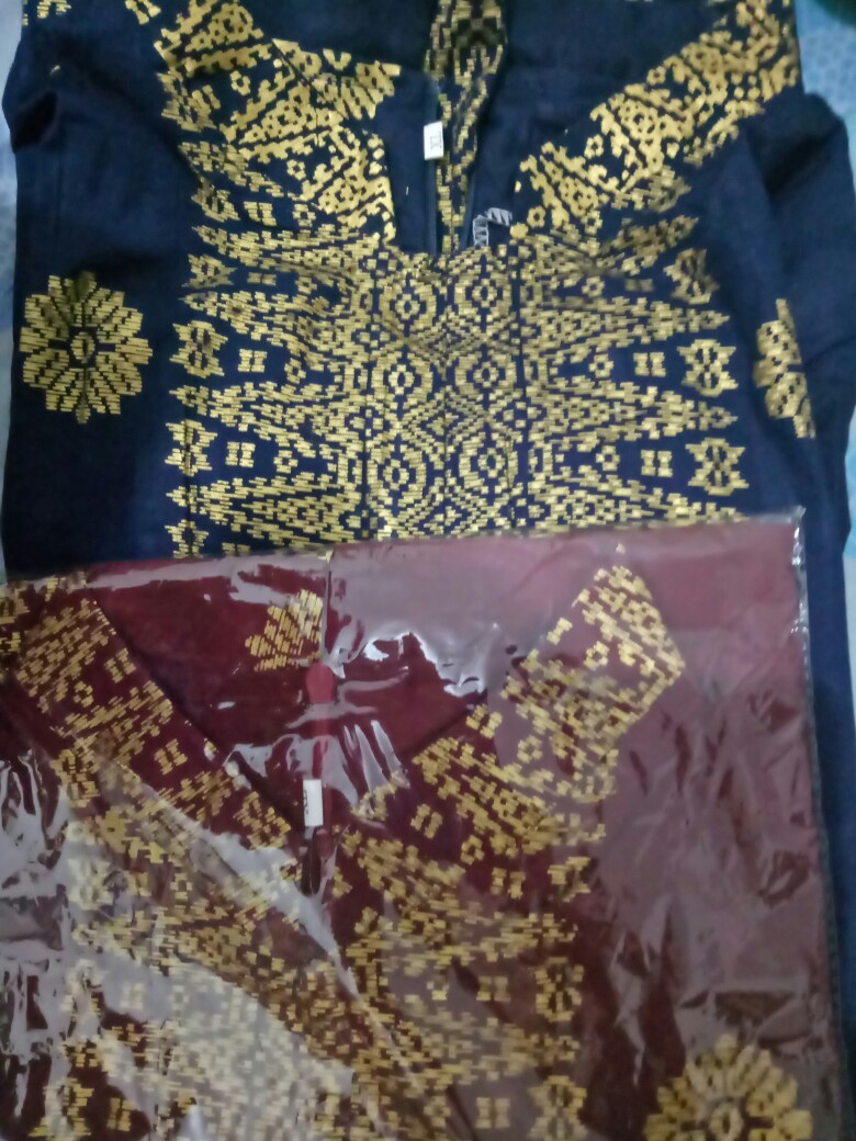 Tunik Batik Kuning Kawung Katun Wanita Merah Biru Hitam M-jumbo