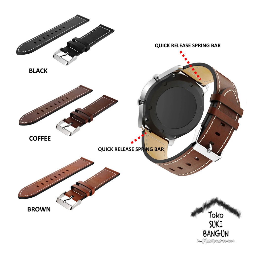 TALI JAM 22mm QUICK RELEASE Kulit Leather Stitch Watch Band Strap